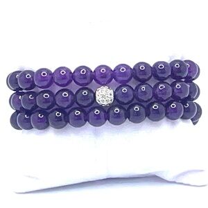 aura purple amethyst adjustable bracelets one with hand set crystals with box